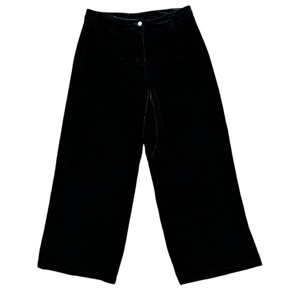 SUNDANCE Wide Leg Velvet Pants in Black Rayon Silk Y2K SZ 8 - Picture 8 of 8